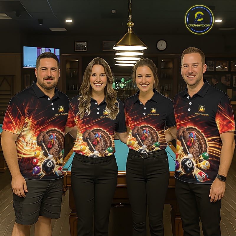 Custom Funny Turkey 8 Ball Billiard Shirts Team Pool Jersey for Men BHT138
