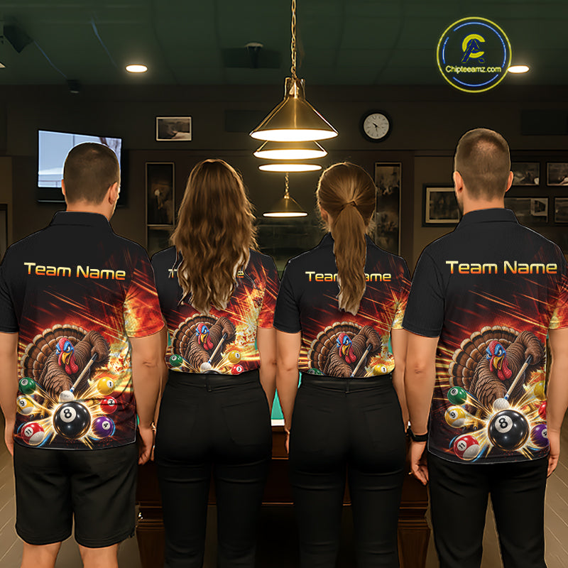 Custom Funny Turkey 8 Ball Billiard Shirts Team Pool Jersey for Men BHT138