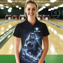 Load image into Gallery viewer, Custom Wolf Bowling Team Shirt for Women Bowling League Jersey Polo &amp; Quarter-Zip Bowling Shirt QZT880