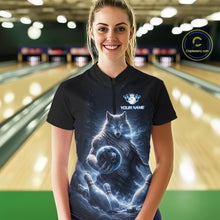 Load image into Gallery viewer, Custom Wolf Bowling Team Shirt for Women Bowling League Jersey Polo &amp; Quarter-Zip Bowling Shirt QZT880