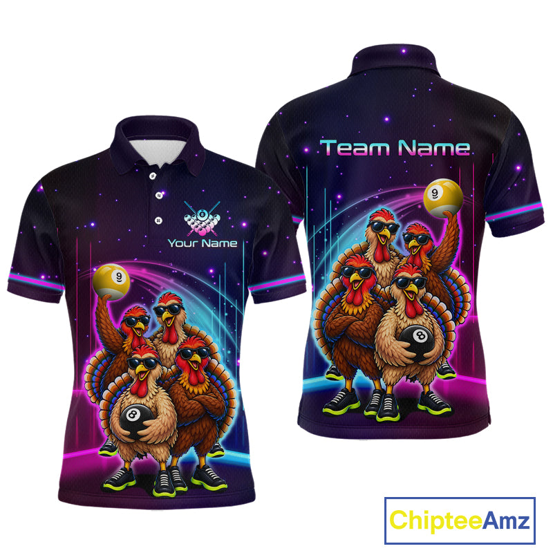 Custom Team of Four Turkey Billiard Shirt Funny 8 Ball Billiard Jersey for Men Pool Shirt BHT118