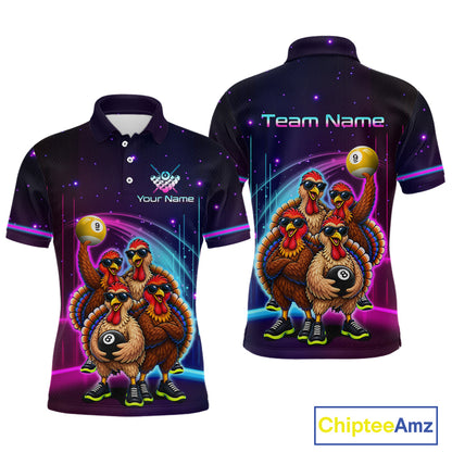Custom Team of Four Turkey Billiard Shirt Funny 8 Ball Billiard Jersey for Men Pool Shirt BHT118