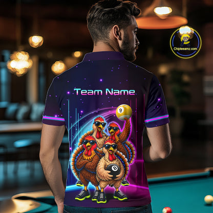 Custom Team of Four Turkey Billiard Shirt Funny 8 Ball Billiard Jersey for Men Pool Shirt BHT118