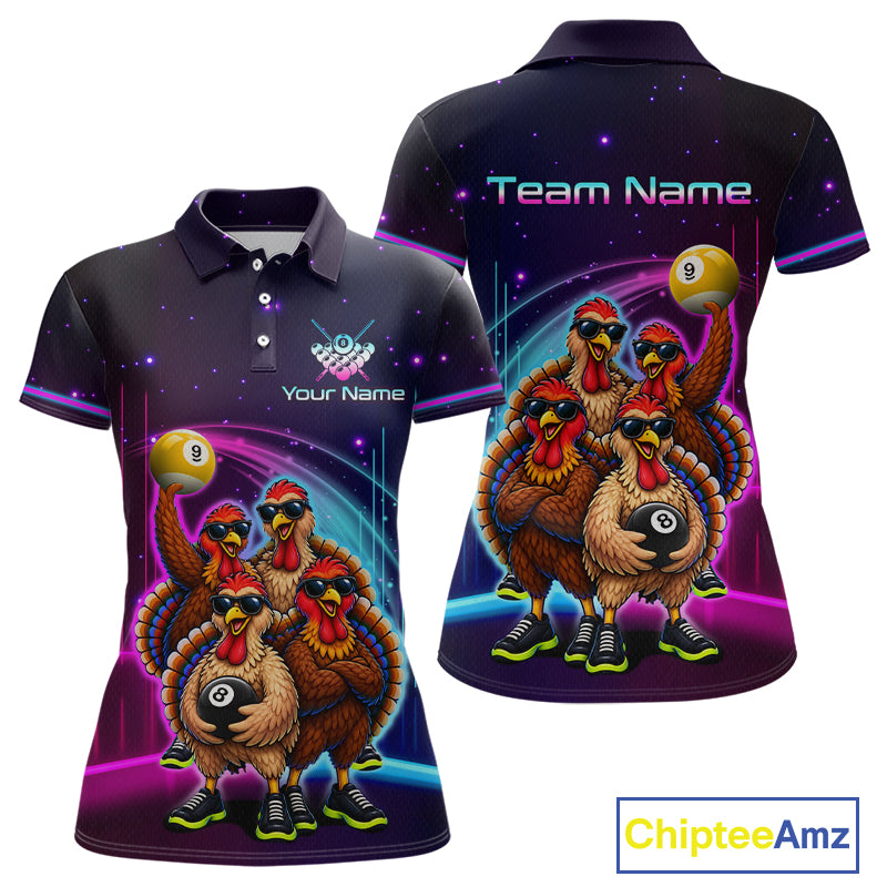 Custom Team of Four Turkey Billiard Shirt Funny 8 Ball Billiard Jersey for Women Pool Shirt BHT118
