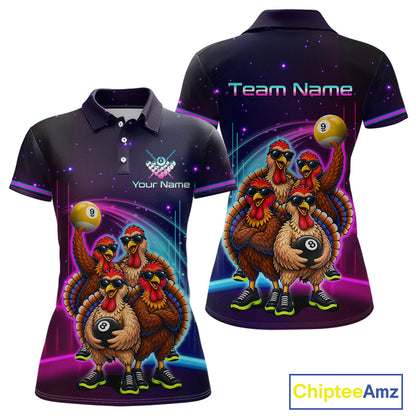 Custom Team of Four Turkey Billiard Shirt Funny 8 Ball Billiard Jersey for Women Pool Shirt BHT118