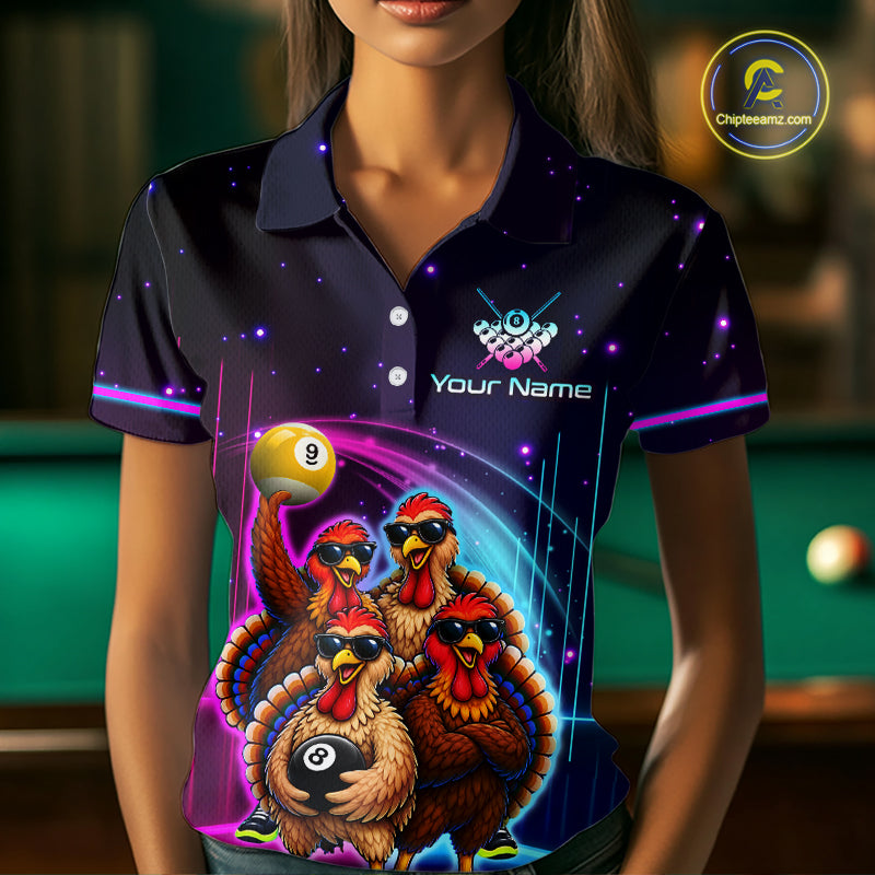 Custom Team of Four Turkey Billiard Shirt Funny 8 Ball Billiard Jersey for Women Pool Shirt BHT118