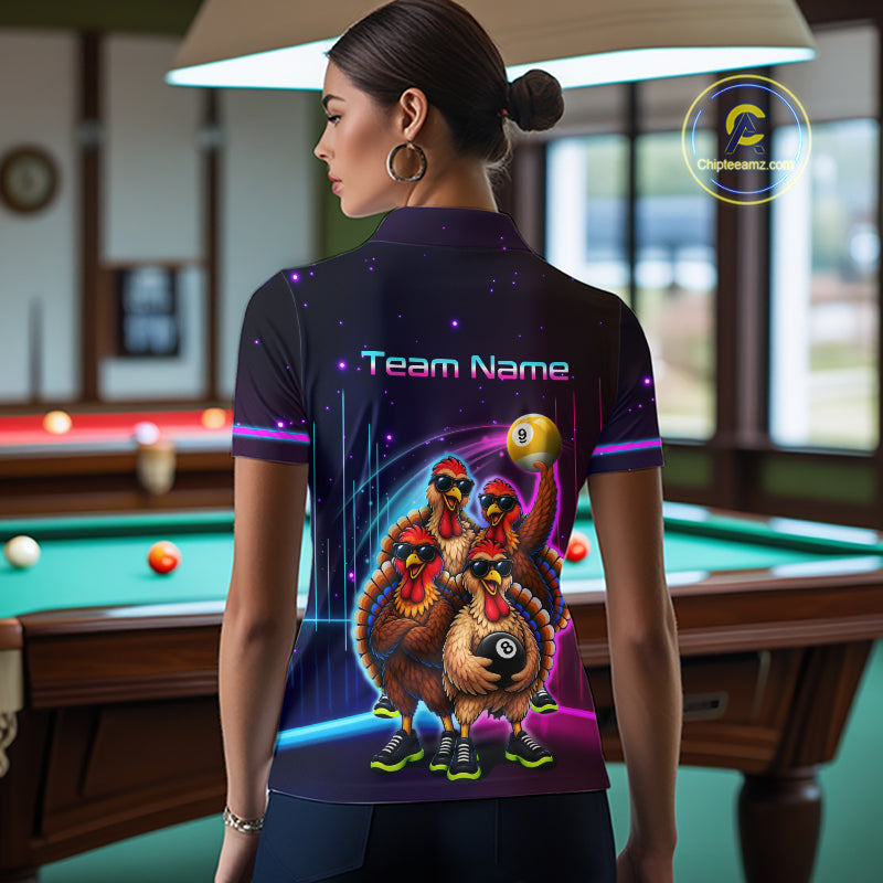 Custom Team of Four Turkey Billiard Shirt Funny 8 Ball Billiard Jersey for Women Pool Shirt BHT118