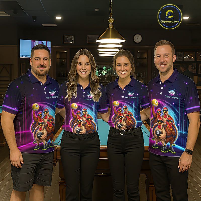 Custom Team of Four Turkey Billiard Shirt Funny 8 Ball Billiard Jersey for Men Pool Shirt BHT118