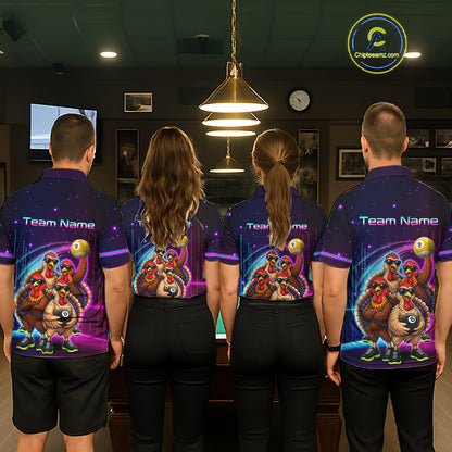 Custom Team of Four Turkey Billiard Shirt Funny 8 Ball Billiard Jersey for Men Pool Shirt BHT118