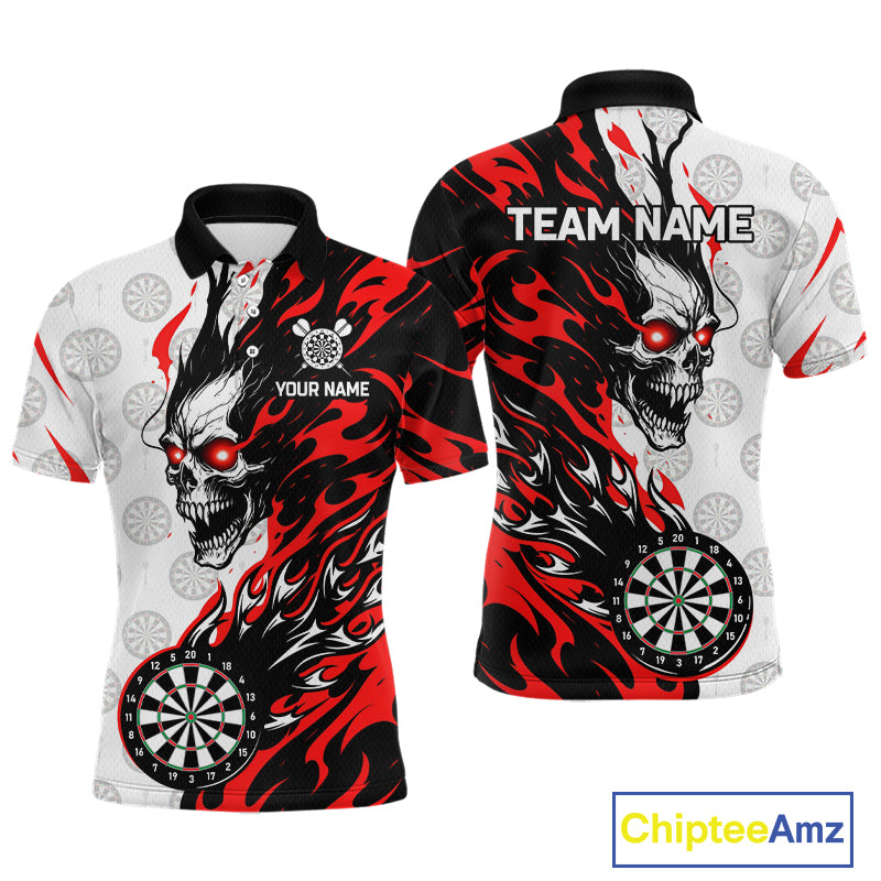 Custom Red Flaming Darts Shirt Dart Team Jersey for Men Polo & 1/4-Zip DHT96