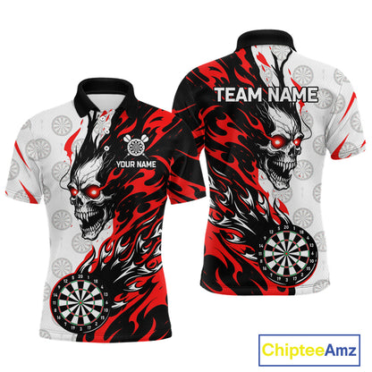 Custom Red Flaming Darts Shirt Dart Team Jersey for Men Polo & 1/4-Zip DHT96