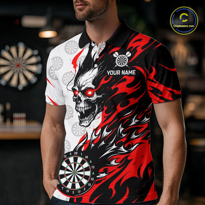 Custom Red Flaming Darts Shirt Dart Team Jersey for Men Polo & 1/4-Zip DHT96
