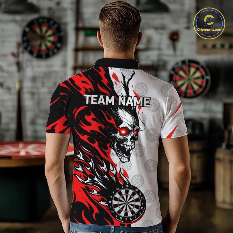 Custom Red Flaming Darts Shirt Dart Team Jersey for Men Polo & 1/4-Zip DHT96