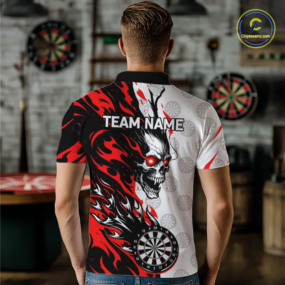 Custom Red Flaming Darts Shirt Dart Team Jersey for Men Polo & 1/4-Zip DHT96