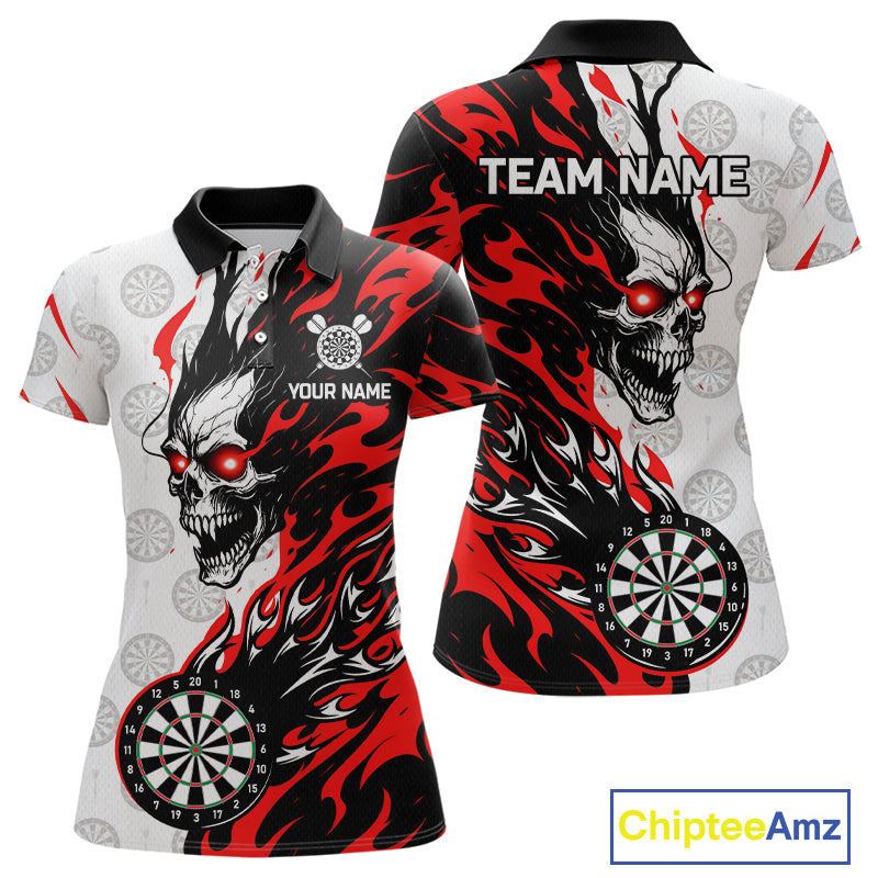 Custom Red Flaming Darts Shirt Dart Team Jersey for Women Polo & 1/4-Zip DHT96
