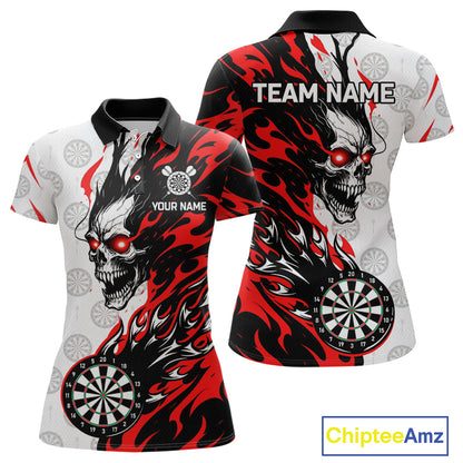 Custom Red Flaming Darts Shirt Dart Team Jersey for Women Polo & 1/4-Zip DHT96