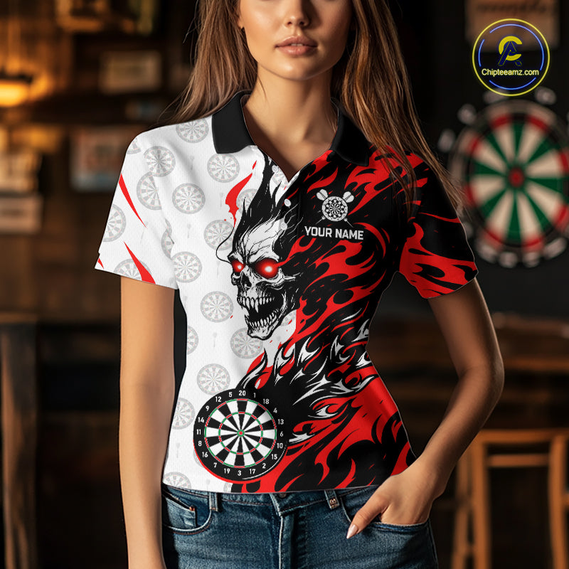Custom Red Flaming Darts Shirt Dart Team Jersey for Women Polo & 1/4-Zip DHT96