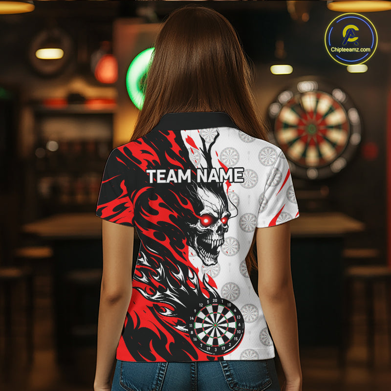 Custom Red Flaming Darts Shirt Dart Team Jersey for Women Polo & 1/4-Zip DHT96