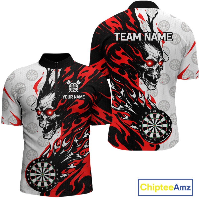 Custom Red Flaming Darts Shirt Dart Team Jersey for Men Polo & 1/4-Zip DHT96