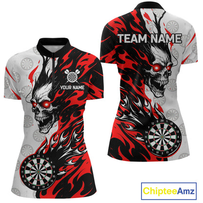 Custom Red Flaming Darts Shirt Dart Team Jersey for Women Polo & 1/4-Zip DHT96