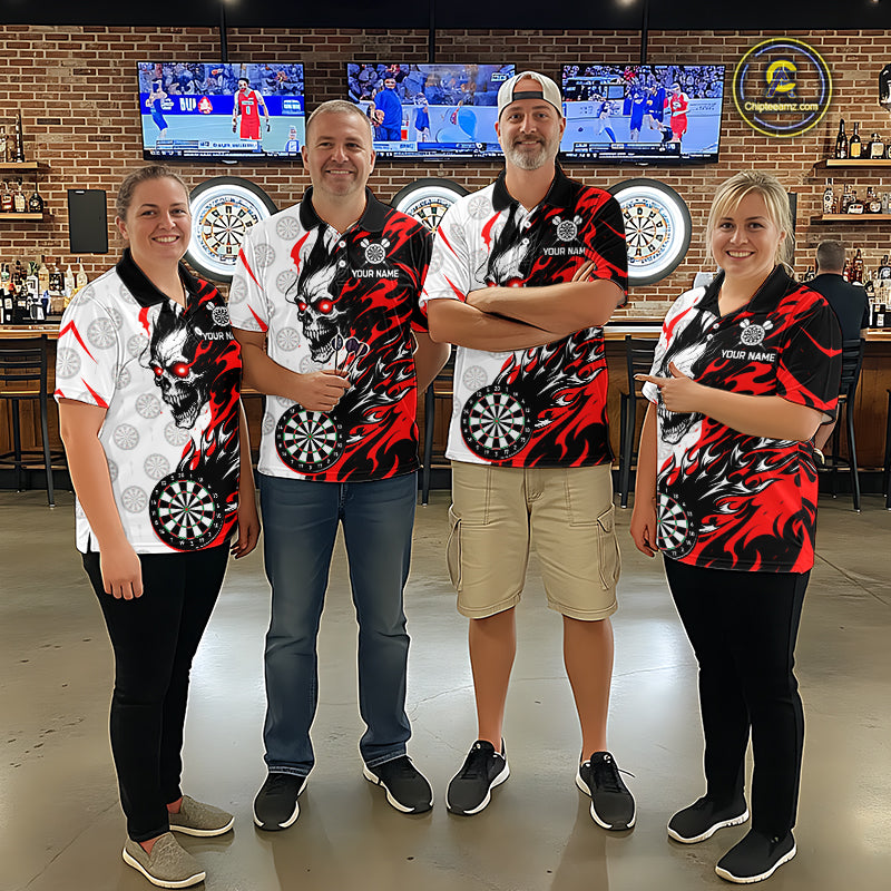Custom Red Flaming Darts Shirt Dart Team Jersey for Men Polo & 1/4-Zip DHT96