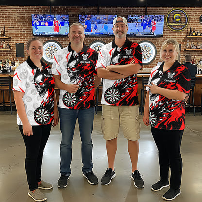 Custom Red Flaming Darts Shirt Dart Team Jersey for Men Polo & 1/4-Zip DHT96