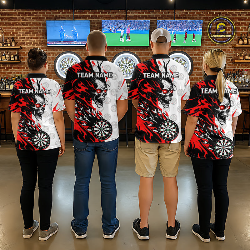 Custom Red Flaming Darts Shirt Dart Team Jersey for Men Polo & 1/4-Zip DHT96