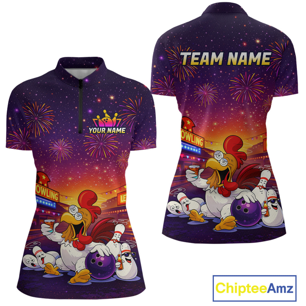 Custom Funny Kitchen Bowling Team Shirt for Women Bowling Jersey Polo & Quarter-Zip Bowling Outfit QZT885
