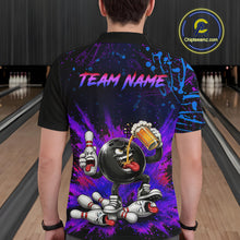 Load image into Gallery viewer, Person wearing a colorful bowling-themed shirt with 'Team Name' text in a bowling alley.