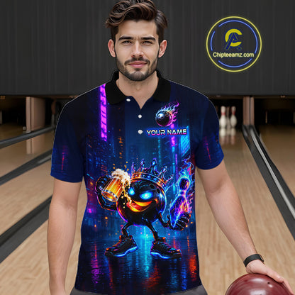 Custom Funny Hero Bowling Ball Shirt for Men Beer Bowling Jersey Polo & 1/4 Zip QZT1390