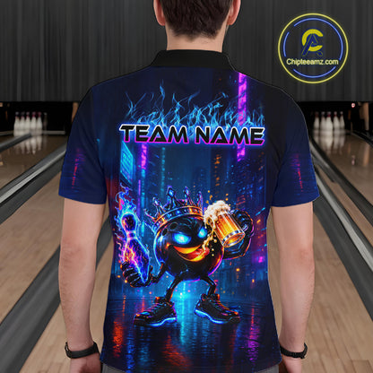 Custom Funny Hero Bowling Ball Shirt for Men Beer Bowling Jersey Polo & 1/4 Zip QZT1390