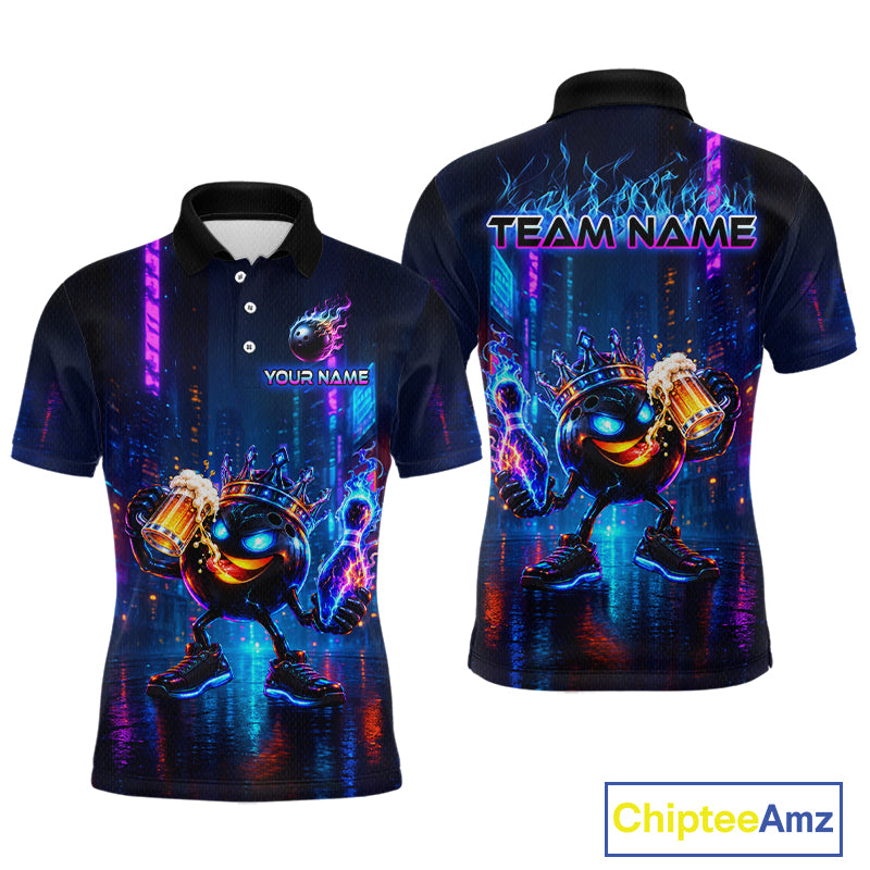 Custom Funny Hero Bowling Ball Shirt for Men Beer Bowling Jersey Polo & 1/4 Zip QZT1390