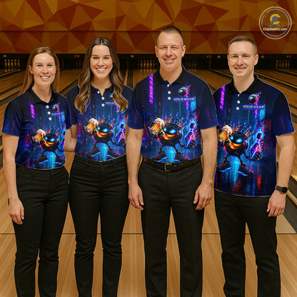 Custom Funny Hero Bowling Ball Shirt for Men Beer Bowling Jersey Polo & 1/4 Zip QZT1390