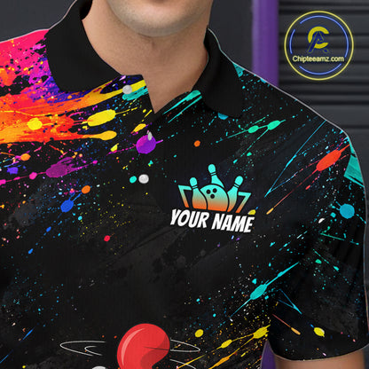 Custom Colorful Funny Chicken Bowling Shirt for Men Whiskey Bowling Jersey Polo & 1/4 Zip QZT1391