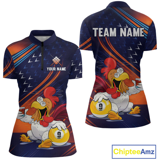 Funny Chicken Billiard Shirts for Women Custom 9 Ball Billiard Jersey Pool Shirt BHT12