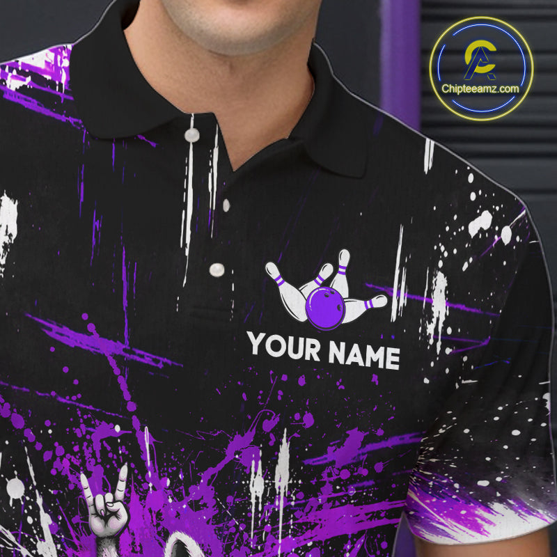 Custom Purple Funny Raccoon with Beer Bowling Shirts for Men  Bowling Jersey QZT1328