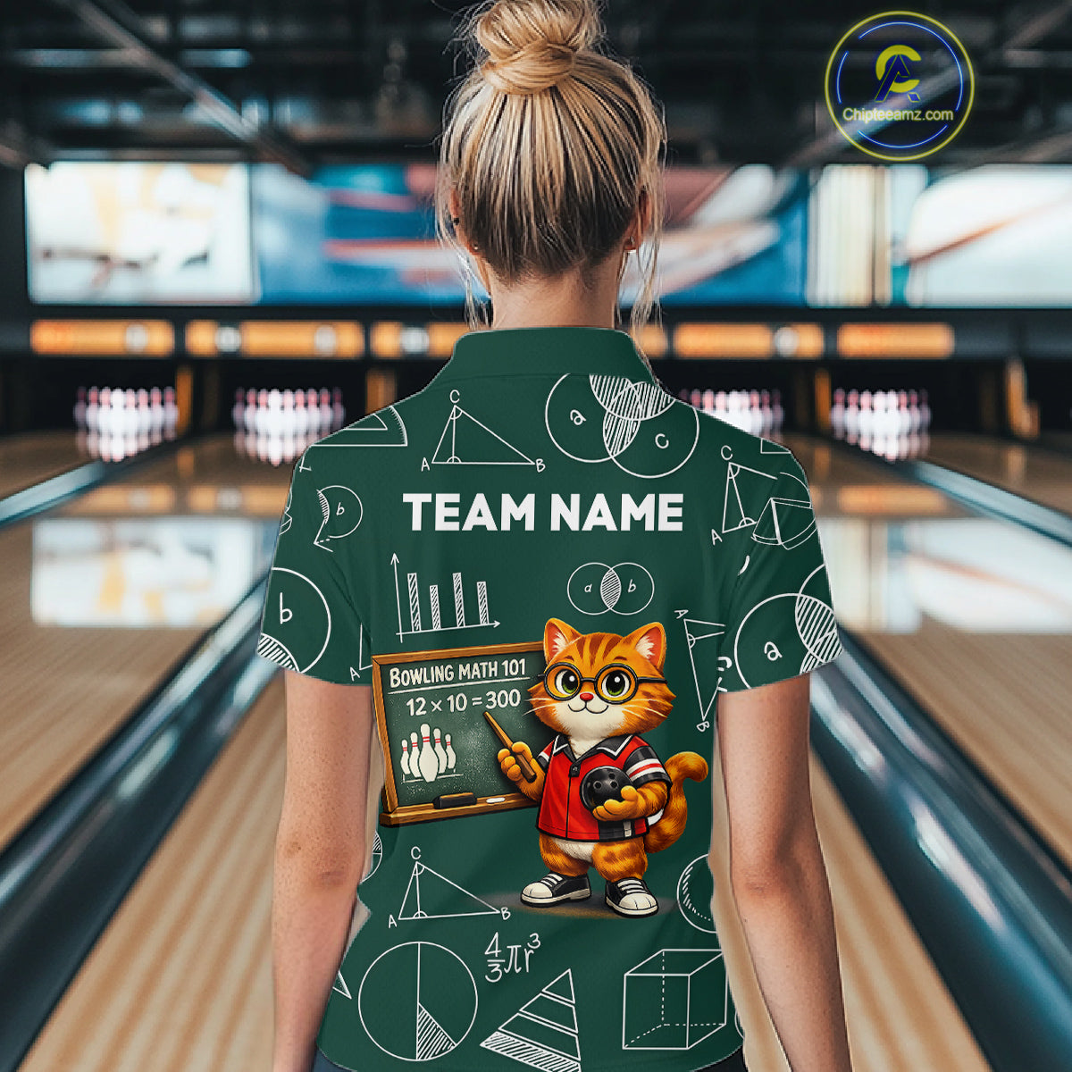 Funny Cat Bowling Math Shirt Personalized Polo & 1/4 Zip Shirt Bowling Team Jersey for Women QZT926