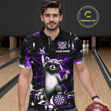 Load image into Gallery viewer, Custom Purple Funny Raccoon Dart Team Shirt for Men Dart Jersey Polo &amp; /4-Zip Dartboard Shirt Outfit DHT29