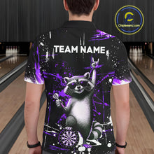 Load image into Gallery viewer, Custom Purple Funny Raccoon Dart Team Shirt for Men Dart Jersey Polo &amp; /4-Zip Dartboard Shirt Outfit DHT29