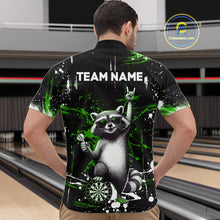 Load image into Gallery viewer, Custom Green Funny Raccoon Dart Team Shirt for Men Dart Jersey Polo &amp; /4-Zip Dartboard Shirt Outfit DHT29