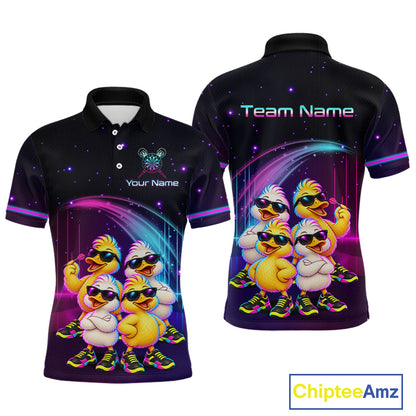 Custom Team of Four Duck Darts Shirt for Men Neon Funny Dart Team Jersey Polo & Quarter-Zip DHT84