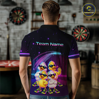 Custom Team of Four Duck Darts Shirt for Men Neon Funny Dart Team Jersey Polo & Quarter-Zip DHT84