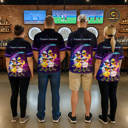 Custom Team of Four Duck Darts Shirt for Men Neon Funny Dart Team Jersey Polo & Quarter-Zip DHT84