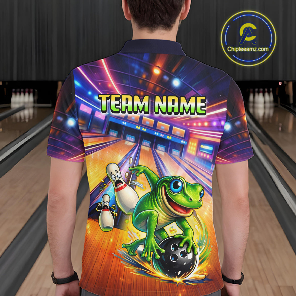 Custom Funny Frog Bowling Shirt for Men Polo & 1/4-Zip Bowling Team Jersey League QZT843