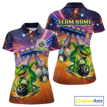 Load image into Gallery viewer, Custom Funny Frog Bowling Shirt for Women Polo &amp; 1/4-Zip Bowling Team Jersey League QZT843