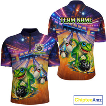 Load image into Gallery viewer, Custom Funny Frog Bowling Shirt for Men Polo &amp; 1/4-Zip Bowling Team Jersey League QZT843