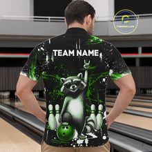 Load image into Gallery viewer, Custom Green Funny Raccoon Bowling Shirt for Men Bowling Jersey Polo &amp; 1/4-Zip Bowling Outfit QZT892