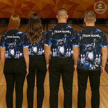 Load image into Gallery viewer, Custom Blue Funny Raccoon Bowling Shirt for Men Bowling Jersey Polo &amp; 1/4-Zip Bowling Outfit QZT892