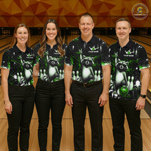 Load image into Gallery viewer, Custom Green Funny Raccoon Bowling Shirt for Men Bowling Jersey Polo &amp; 1/4-Zip Bowling Outfit QZT892
