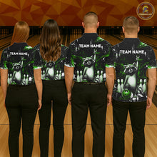 Load image into Gallery viewer, Custom Green Funny Raccoon Bowling Shirt for Men Bowling Jersey Polo &amp; 1/4-Zip Bowling Outfit QZT892